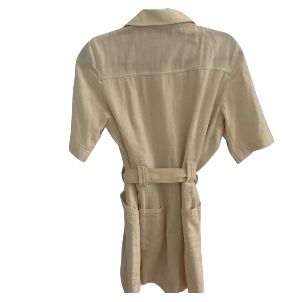 Zara linen Beige Utility Belted Romper Short Sleeve Size M